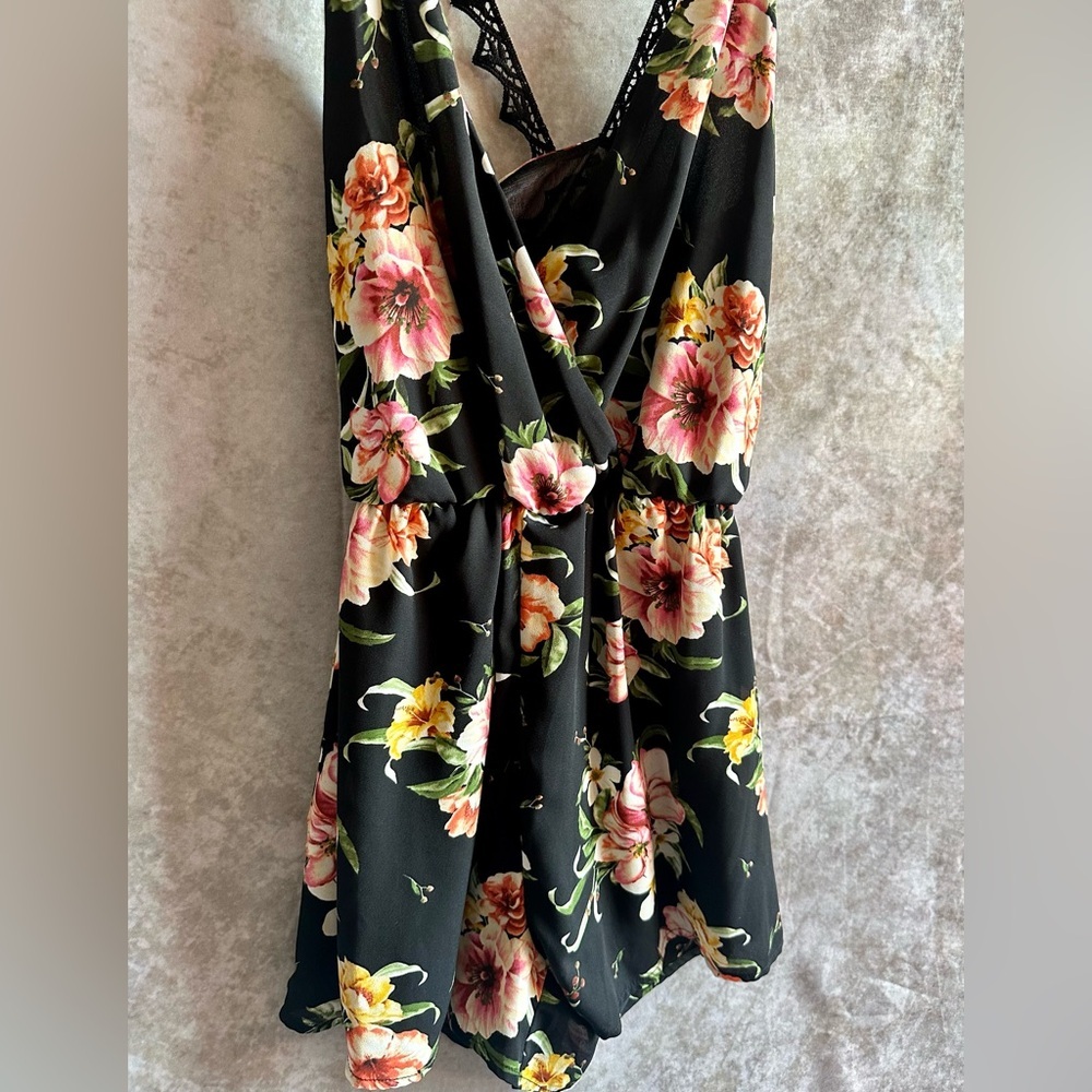 Black Floral Romper